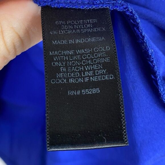 Express Elite Stretch Royal Blue Fitted Preppy Short Sleeve Button Up Shirt - Picture 5 of 5